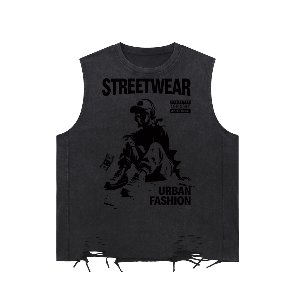 Snow Washed Raw-Hem Tank Top