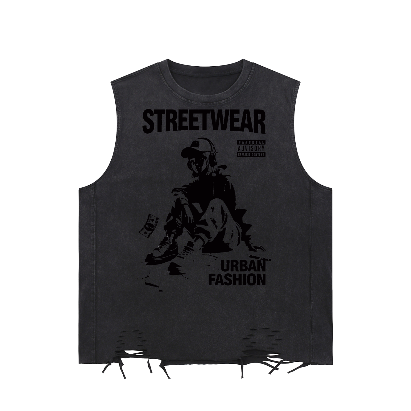 Snow Washed Raw-Hem Tank Top